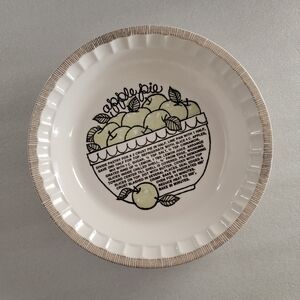 Apple Pie Recipe Ceramic Pie Dish Plate Baking Dessert Holiday Gift Kitchen Cook